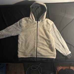 Reversible / double side Cream Sherpa Hoodie